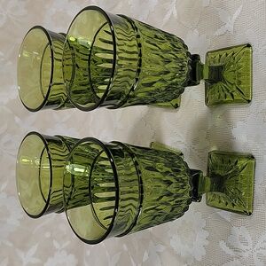 Indiana Glass Mount Vernon Wine Goblets Avocado Set Of 4